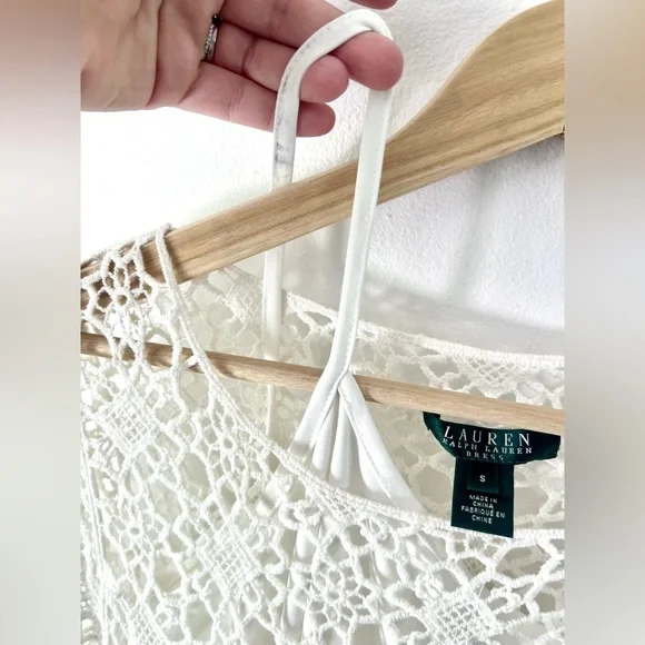 Lauren Ralph Lauren Ivory Crochet Cotton Half Sleeve Dress Size 6 NWT - Picture 9 of 11